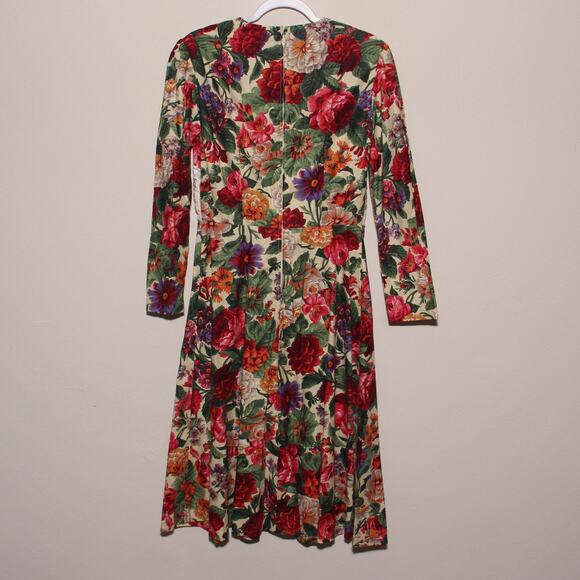 Vintage 80s Handmade Lace Bodice Floral Dress Size Small (no tag) - Picture 4 of 7